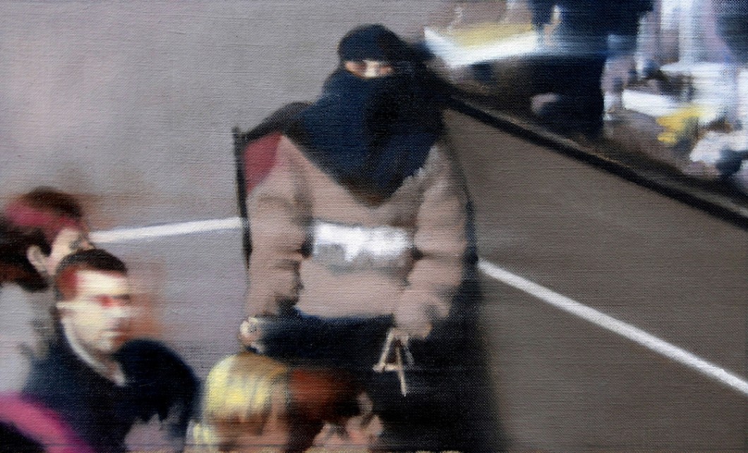 Ten Small Paintings from the Dobrovka Theatre Siege  no.2 (12x20in). John Keane 2005. Oil on Linen